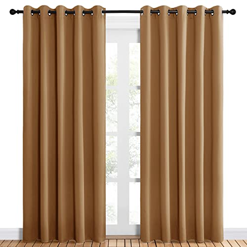 Blackout Draperies Curtains for Kids Room (Gold Brown / 60"W x 84"L (Pack of 2))