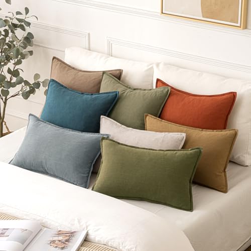 Decorative Linen Pillow Covers 18x18 Inch Burnt Orange (Burnt Orange / 18" x 18" (Pack of 2))