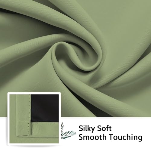 Sage 100% Blackout Curtains Room Darkening Living Room 72 Inch (Sage / 42"W x 72"L (Pack of 2))