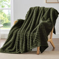 Ribbed Twin Blanket for Couch & Bed (Olive Green / Twin(60"x80"))