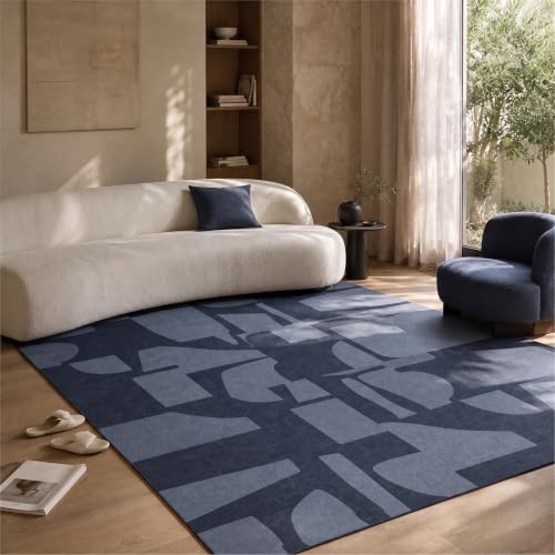 8x10 Area Rugs for Living Room Large Modern Washable Rug (Navy / 8' x 10' (Rectangular))