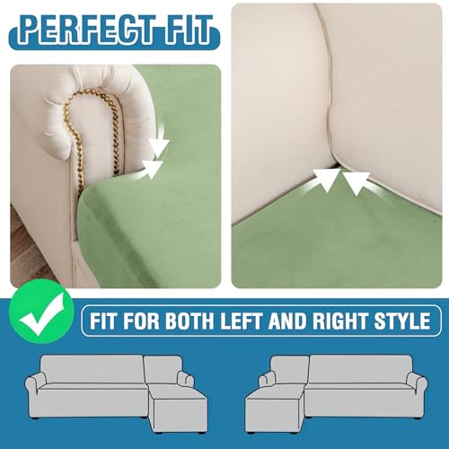 Couch Cover Stretch Velvet Sofa Cushion Cover 3 (Avocado Green / 3PC Seater or Backrest)