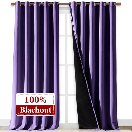 100% Blackout Blinds (Lilac Purple / 70"W x 108"L (Pack of 2))