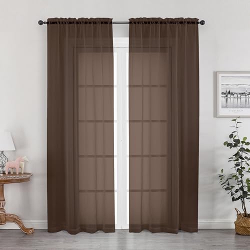Sheer Curtains (Chocolate / 42"W x 78"L (Pack of 2))