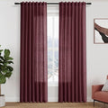 Burgundy Linen Curtains 80 Inch Length for Living Room Light Filtering Semi Sheer Curtain Back Tab Vintage Boho Decor Elegant Luxury Drapes for Bedroom Dinner Room 52x80 (52"W x 80"L (Pack of 2) / Burgundy)
