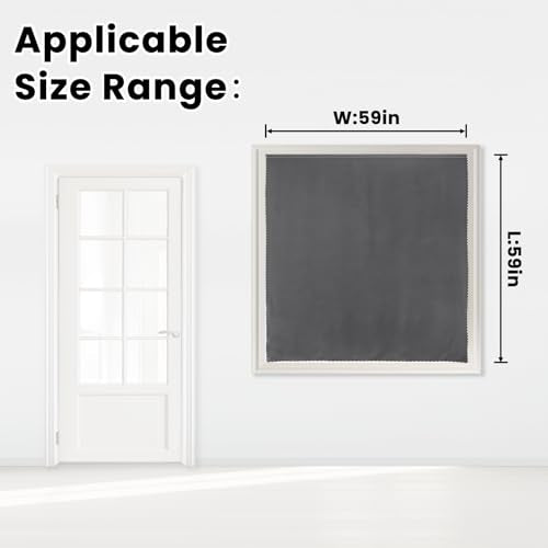 Magic Tape Stick On Curtains Window Shades Pull Down Blackout Window Cover Blackout Curtains for Bedroom No Drillng Self Adhesive Curtains No Rod Small Curtain (59"W x 59"L (Pack of 1) / Grey)