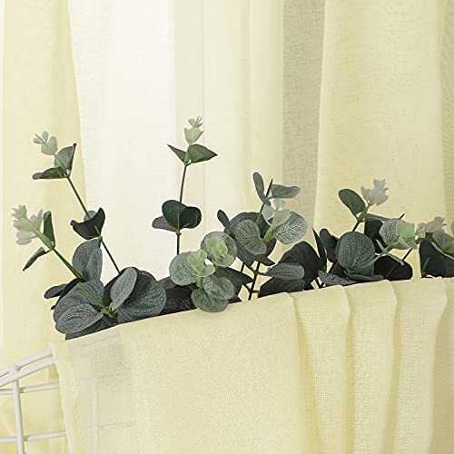 Sheer Curtain Linen Textured Living Room Curtains Sheer Light Filtering Rod Pocket Voile Curtain for Bedroom (54"W x 72"L (Pack of 2) / Transparent Yellow)