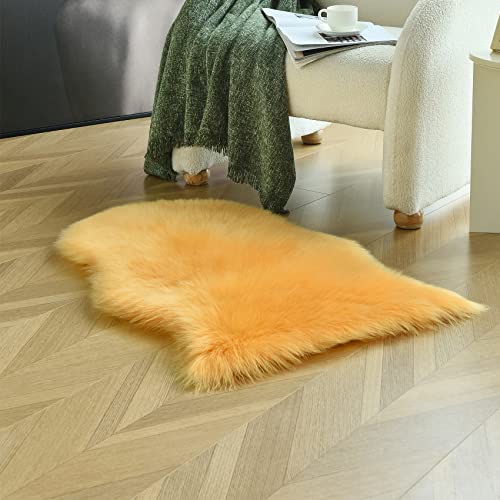 Yellow Faux Sheepskin Rug 2x3 ft (Yellow / 2' x 3' (Oval))