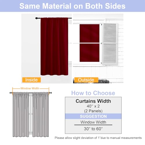 Ava Red Blackout Curtains for Bedroom 72 Inch Length 2 Panels Set (Red / 40"W x 72"L (Pack of 2))