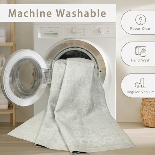 8x10 Washable Area Rugs for Living Room (8' x 10' (Rectangular) / Concrete-grey)