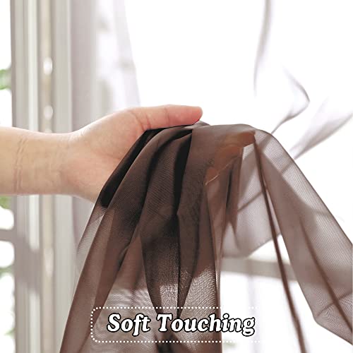 Brown Sheer Curtains 36 inches Long (Chocolate / 42"W x 36"L (Pack of 2))