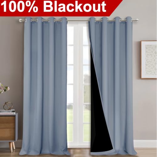 100% Blackout Blinds (Vintage Blue / 46"W x 96"L (Pack of 2))