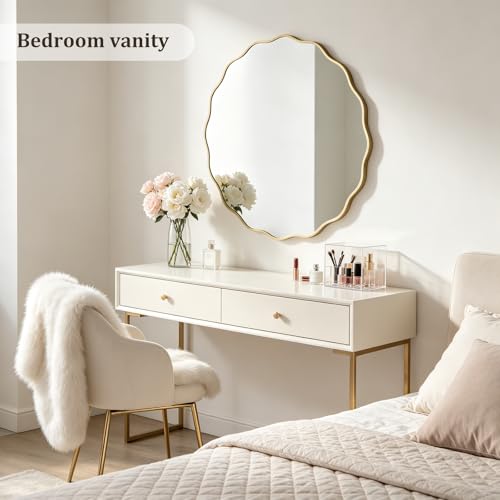 Round Wavy Mirror for Wall Decorative 36 inch (Gold / 36"L x 36"W)