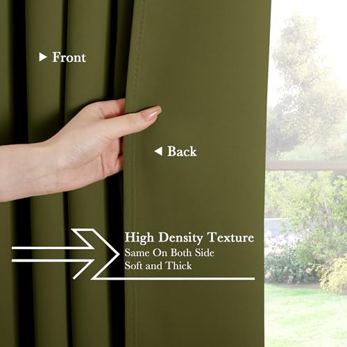 Blackout Kitchen Curtains (Olive Green / 42"W x 45"L (Pack of 2))