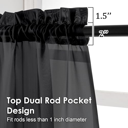 Black Sheer Curtains 84 Inches Long 2 Panel Sets (Black / 42"W x 84"L (Pack of 2))