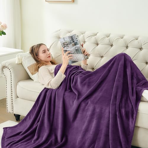 Fleece Blanket Soft Plush Full Bed Blanket Purple 84"x90" (Purple / Full(84"x90"))