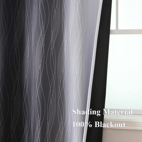 Black and Greyish White Ombre Blackout Curtains for Bedroom 102 Inches Long (Black and Greyish White / 52"W x 102"L (Pack of 2))