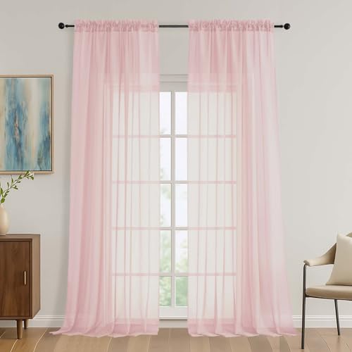 Blush Pink Bedroom Curtains 96 Length for Farmhouse (Blush Pink / 59"W x 96"L (Pack of 2))