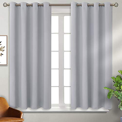 Room Darkening Curtains for Bedroom (Light Grey / 46"W x 54"L (Pack of 2))