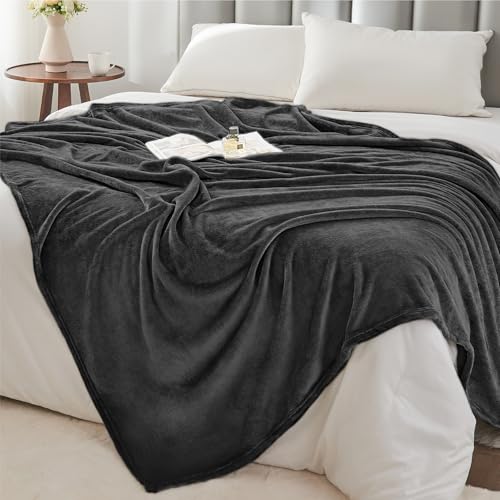 Fleece Blanket Soft Plush Throw for Couch Charcoal Grey 50"x70" (Charcoal Grey / Throw XL(50"x70"))