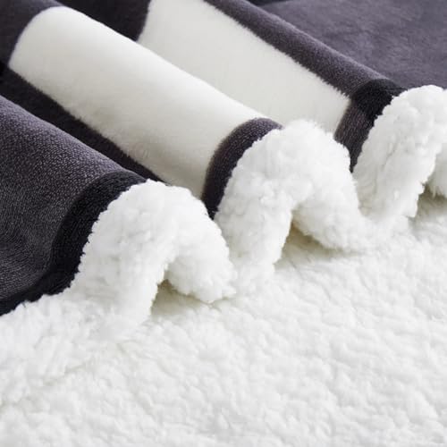 Sherpa Blanket Fleece Throw Blanket Twin Plaid Thick Bed Blanket (Dark Grey Checkered / 60"*80")