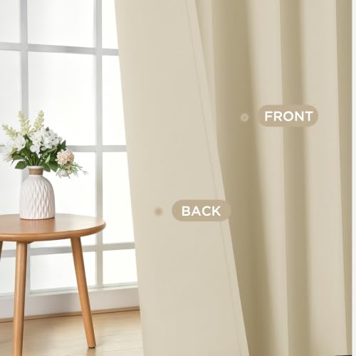 Blackout Curtains 84 Inch Length 2 Panels Set (Light Beige / 37"W x 84"L (Pack of 2))