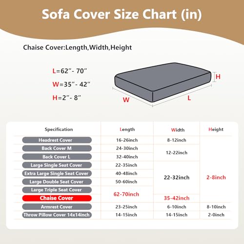 Couch Cushion Covers for Sofa Couch Covers Wear (Texture-cream White / One Size Chaise Cover)