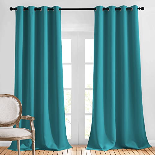 Blackout Curtains & Drapes Extra Long 120" (Peacock Teal / 52"W x 120"L (Pack of 2))