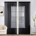 2 Panels Sheer Curtains for Living Room 54 X 96 Inches Black (Black / 54"W x 96"L (Pack of 2))