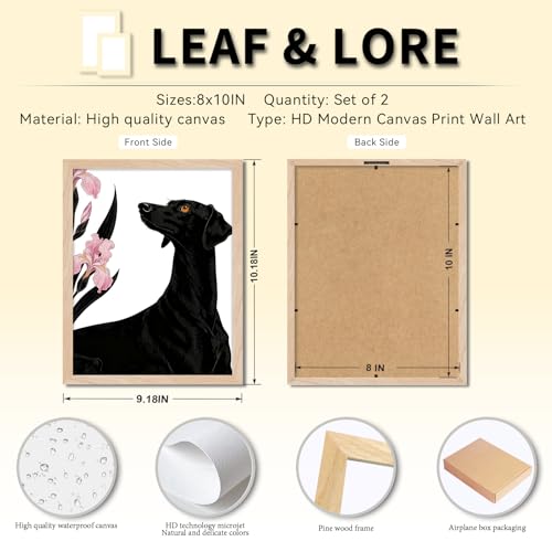 Leaf&Lre Framed Dog Wall Art Canvas Print (Dogs and Iris / 8x10Inch)