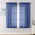 Sheer Curtains 63 Inch Length 2 Panels (Royal Blue / 42"W x 63"L (Pack of 2))