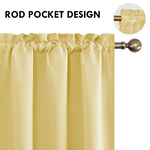 Blackout Curtains for Bedroom Living Room 42 x 54 Inch Long 2 Panels (Light Yellow / 42"W x 54"L (Pack of 2))