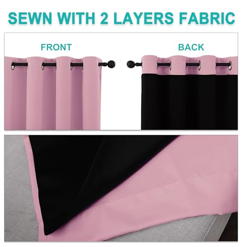 100% Blackout Blinds (Crystal Pink / 55"W x 102"L (Pack of 2))