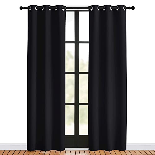 Living Room Curtains 80 inch Length 2 Panels Set (Black / 34"W x 80"L (Pack of 2))