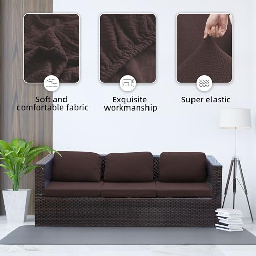 8PCS Patio Cushion Covers.Patio Furniture Couch SeatSlipcovers (Brown. / 8PCS)