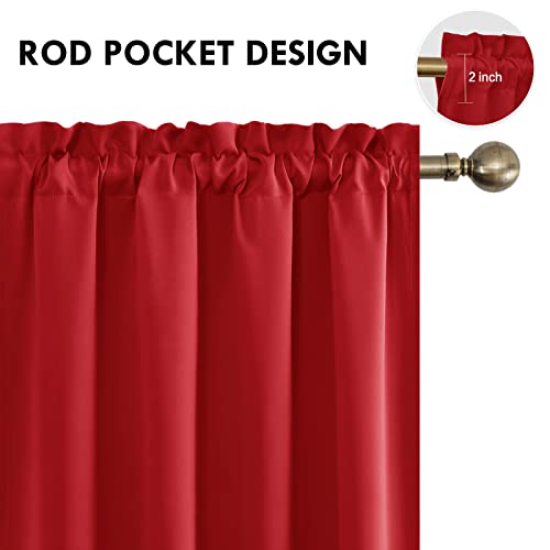 Blackout Curtains for Bedroom Living Room 52 x 45 Inch Long Red (Red / 52"W x 45"L (Pack of 2))