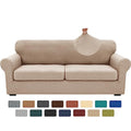 3 Piece Stretch Sofa Cover (71"-91"(2 Cushions) / Khaki)