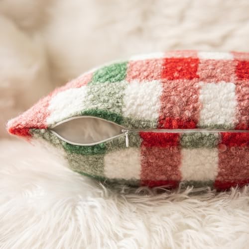 Red Green Plaid Christmas Throw Pillow Covers 20x20 Inch Set of 2 (Red Green / 20" x 20" (Pack of 2))