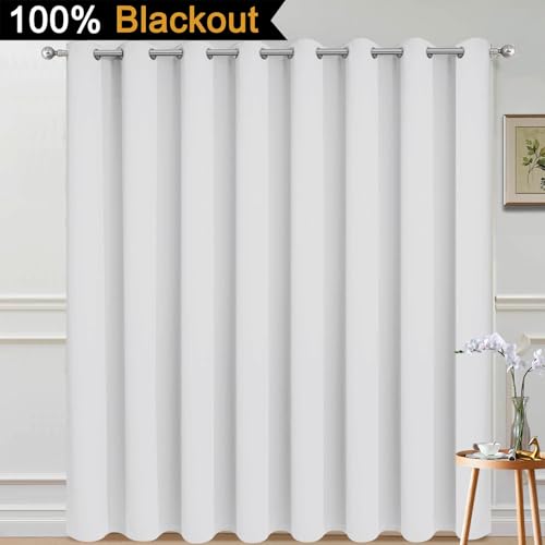 Greyish White Blackout Patio Door Curtain Panels W100 x L84 (100"W x 84"L (Pack of 1) / Greyish White)