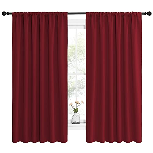 Christmas Patio Door Blackout Curtains (Burgundy Red / 62"W x 63"L (Pack of 2))