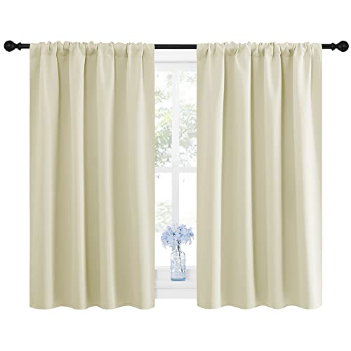 Blackout Curtains for Bedroom (Beige / 42"W x 45"L (Pack of 2))