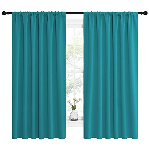 Peacock Blue Blackout Curtains Panels for Window (Peacock Blue / 62"W x 63"L (Pack of 2))