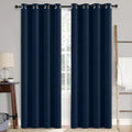 100% Blackout Linen Curtains for Bedroom 52x108 Inches Midnight Blue (Midnight Blue / 52"W x 108"L (Pack of 2))
