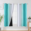 Teal and Grayish White Ombre Blackout Curtains for Living Room 63 Inch Long (Teal and Greyish White / 42"W x 63"L (Pack of 2))