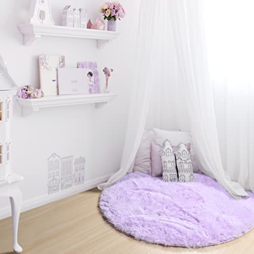Light Purple Round Rugs 5ft (Light Purple / 5' (Round))