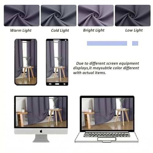 Blackout Extra 10ft Curtains for Patio 120 Inches Long 2 Panels Set (Greyish Purple / 50"W x 120"L (Pack of 2))
