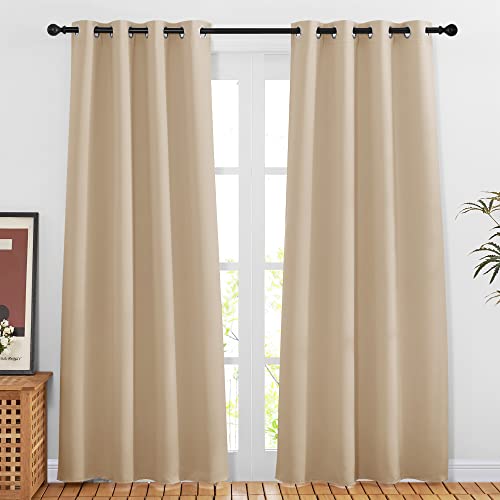 80 inch Curtains Privacy for Doorway (Biscotti Beige / 46"W x 80"L (Pack of 2))