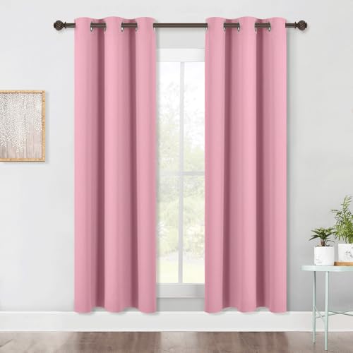 Blackout Window Curtains 70" L (Rouge Pink / 34"W x 70"L (Pack of 2))