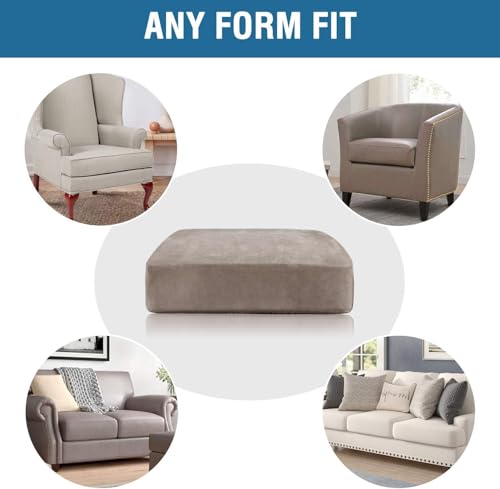 Velvet Stretch Couch Cushion Cover Plush Cushion Slipcover for Chair Cushion Furniture Protector Seat Cushion Sofa Cover (Taupe / 1 Cushion Armchair)