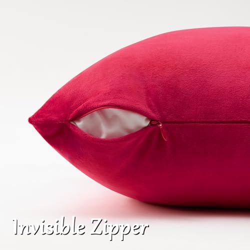 Red Velvet Pillow Covers 18x18 Decorative Pillows Pack of 2 (Red / 18" x 18" (Pack of 2))